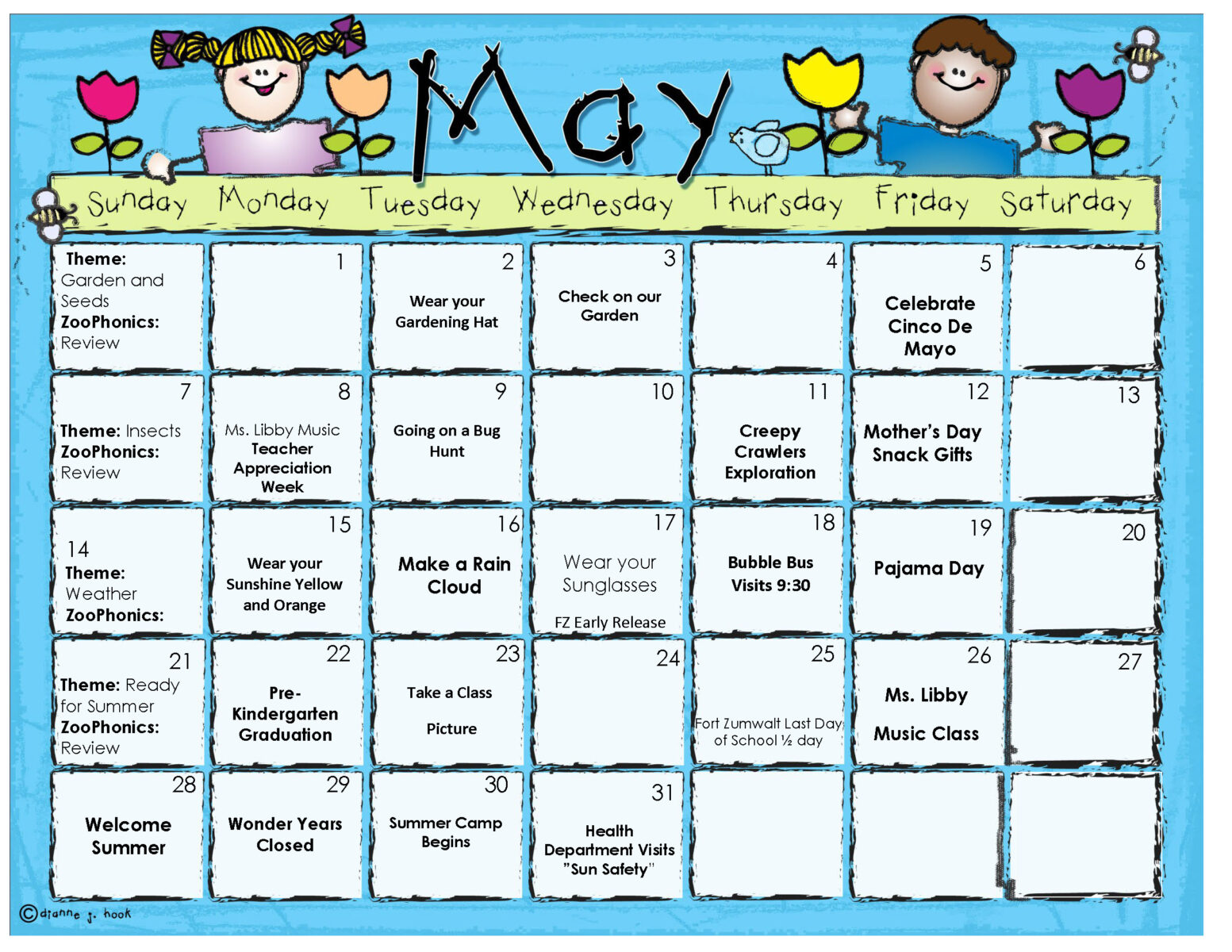 Monthly Daycare Events Calendar from Wonder Years O'Fallon MO